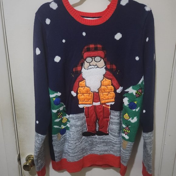 Santa Christmas Sweater Multi Color Size Large (42-44) - Picture 1 of 6